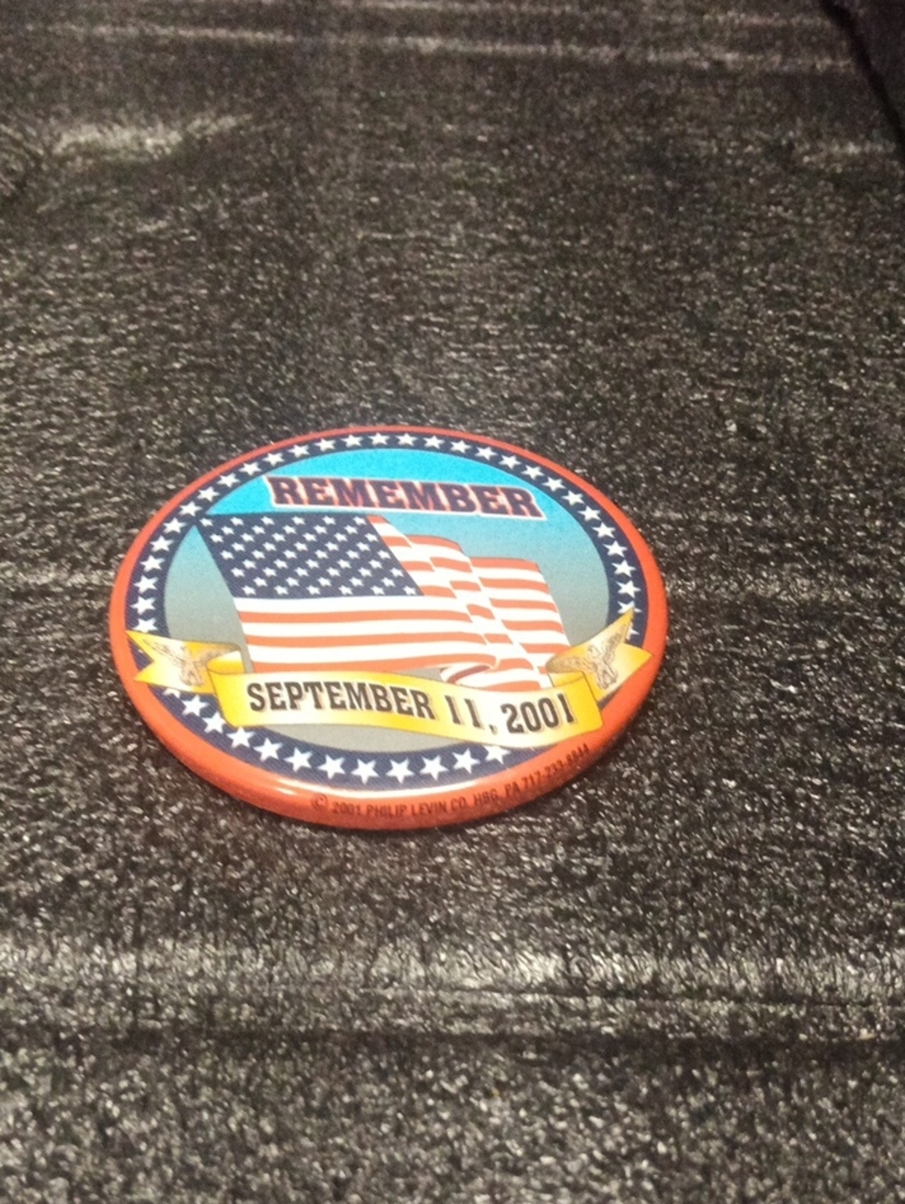 Remember September 11, 2001 Commemorative Button - Red/Blue